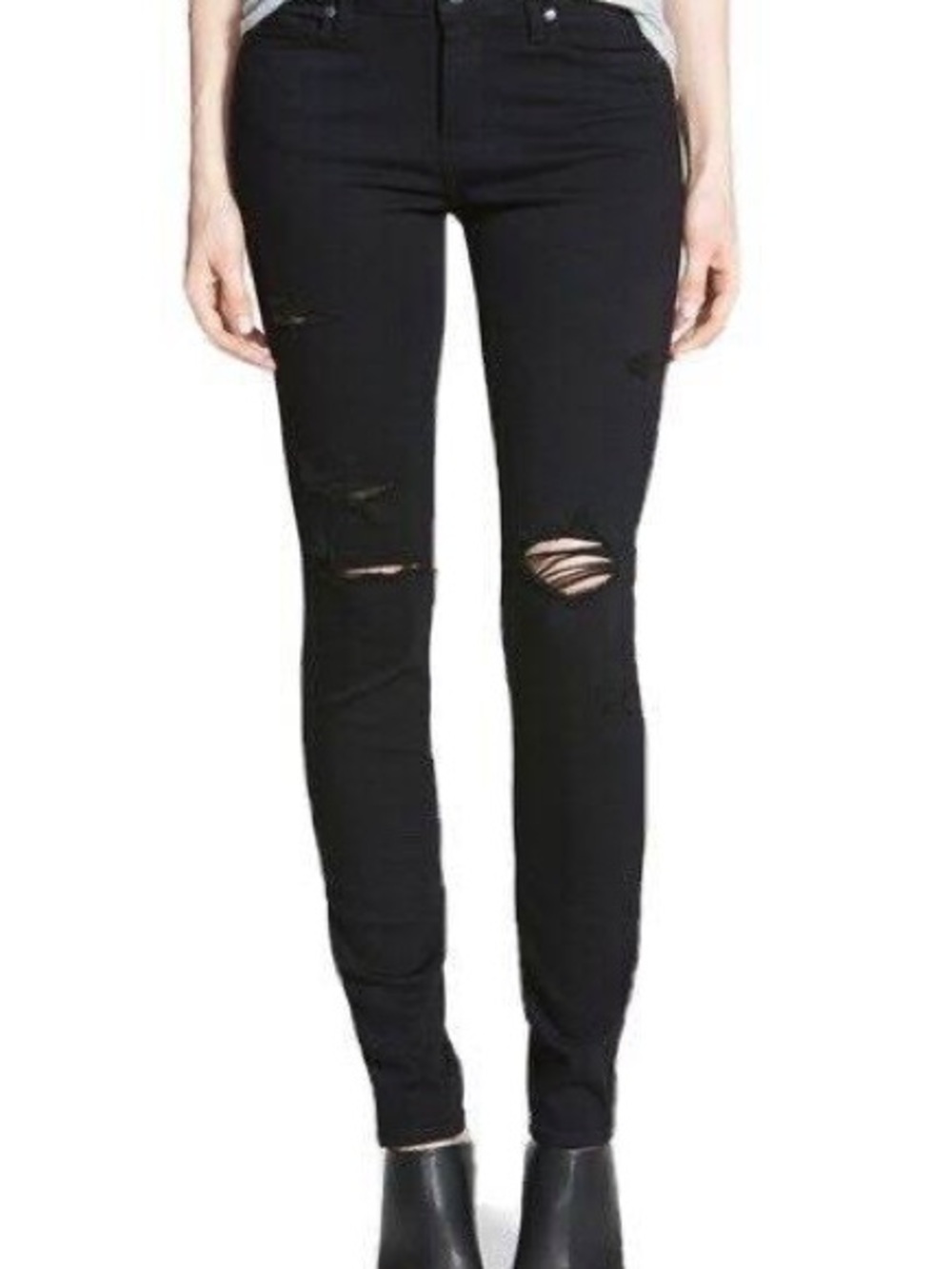 PAIGE Black VERDUGO ULTRA SKINNY Jeans with Intentional Distressing, Size 27